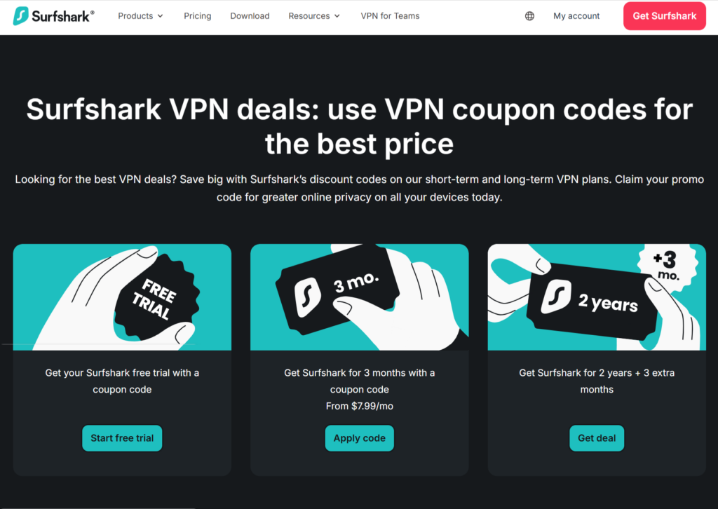 Surfshark Price - Deals and Coupons Page